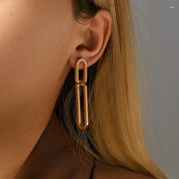 Boucles d'oreilles pendantes avec trombone géométrique créatif, cerceaux avec fil creux, déclaration de goutte pour femmes
