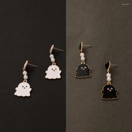 Boucles d'oreilles pendantes créatives Halloween fantôme goutte pour femmes personnalité noir blanc rose alliage boucle d'oreille mignon coeur goujons bijoux de fête