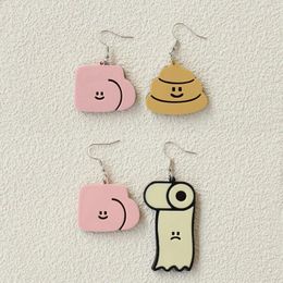 Dange oorbellen creatief heup toiletpapier acryl voor vrouwen grappige kak roll asymmetrische drop earring cadeau