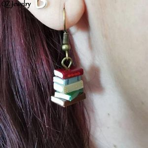 Boucles d'oreilles pendantes créatives livres irréguliers bibliothèque pile de livres pour étudiants enseignant cadeaux de noël bijoux pour femmes