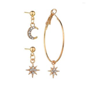 Pendientes colgantes Diamantes de imitación creativos Estrellas Luna Combo Set Joyería de mujer al por mayor