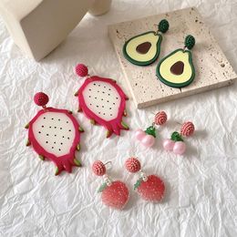 Dangle Oorbellen Creatieve Aardbei Draak Fruit Citroen Drop Origineel Ontwerp Persoonlijkheid Sieraden Cadeau