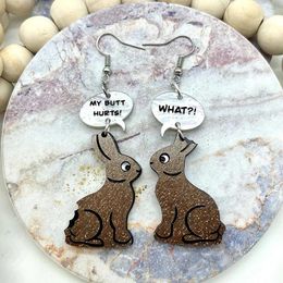 Boucles d'oreilles en pente créatives Pâques Bunny pour les femmes drôles drôles de lapin à queue brisée Boucle d'oreille