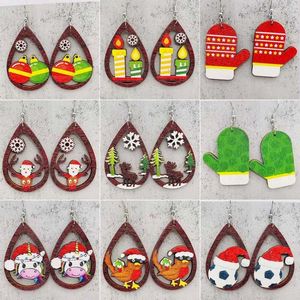 Boucles d'oreilles pendantes créatives, gants de noël d'hiver pour femmes, gâteau en bois, bougie en forme de larme, bijoux en gros, 2023