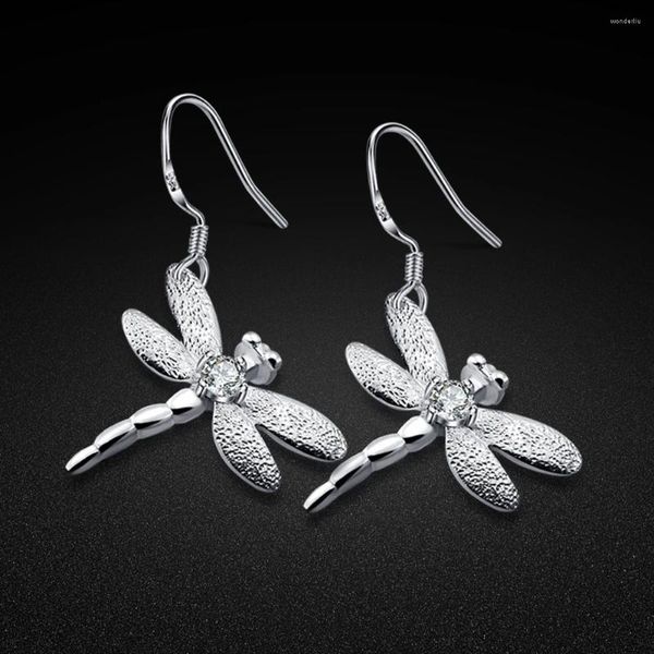 Boucles d'oreilles pendantes créatives en argent Sterling 925 pour femmes, pendentif insecte libellule, bijoux à breloques, cadeaux d'anniversaire pour adolescentes