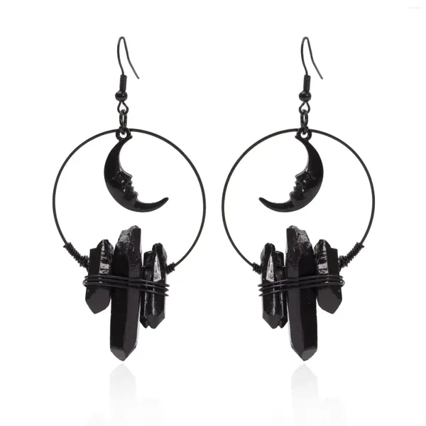 Pendientes colgantes Crescent Moon Quartz Crystal Witchy Gothic Mermaid Festival Boda Boho Joyería