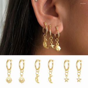 Pendientes colgantes CRMYA Boho Sun Moon Star Drop para mujer chapado en oro Color plata joyería de moda al por mayor