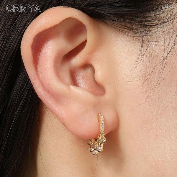 Pendientes colgantes CRMYA chapado en oro y cobre para mujer, Piercing clásico de circonita CZ, gota femenina, joyería 2024, venta al por mayor