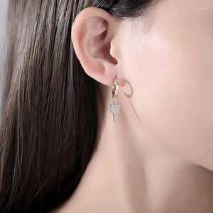 Boucles d'oreilles pendantes CRMYA couleur or pour femmes, Piercing à la mode, CZ Zircon étoile à Six branches, bijoux vente en gros, 2024