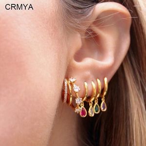 Dangle Oorbellen CRMYA Vergulde Stud Voor Vrouwen Mode Kleur Zirconia Water Meisje Drop Earring 2024 Sieraden Groothandel