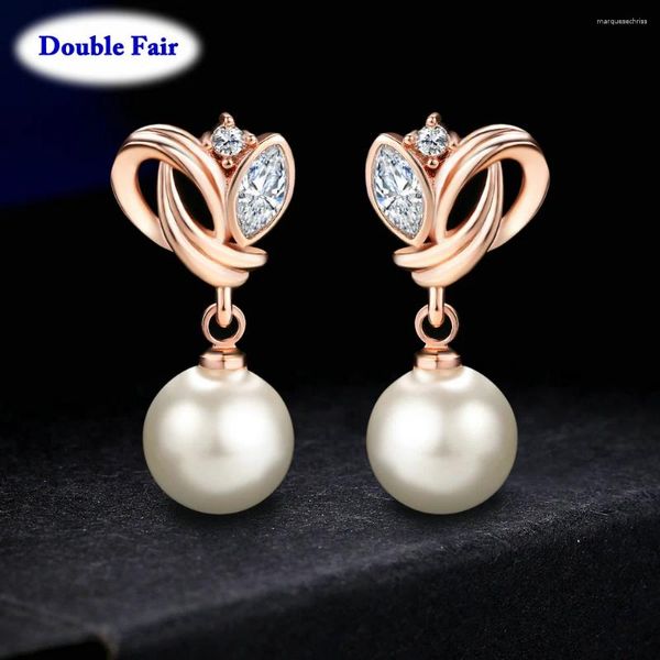 Boucles d'oreilles en peluche Crystal Drop / Sangle Rose Gold Color Silver Tone Fashion Zirconia Boucle d'oreille pour femmes Perles de perles bijoux DWE166