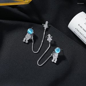 Boucles d'oreilles pendantes cristal espace astronaute série une pièce longue pince à oreille en métal 2023 pendentif géométrique femme cadeau