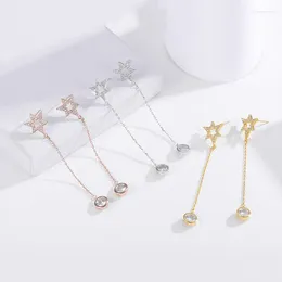 Boucles d'oreilles pendantes étoiles en cristal Zircon pour femmes, pendentif rétro longue goutte, bijoux cadeau Boucle D'oreille Femme 2024