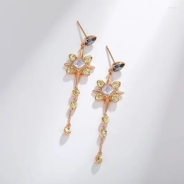 Boucles d'oreilles pendantes en cristaux d'autriche, longues boucles d'oreilles pour femmes, Bijoux de fête de mariage, à la mode, cadeau de saint-valentin pour filles