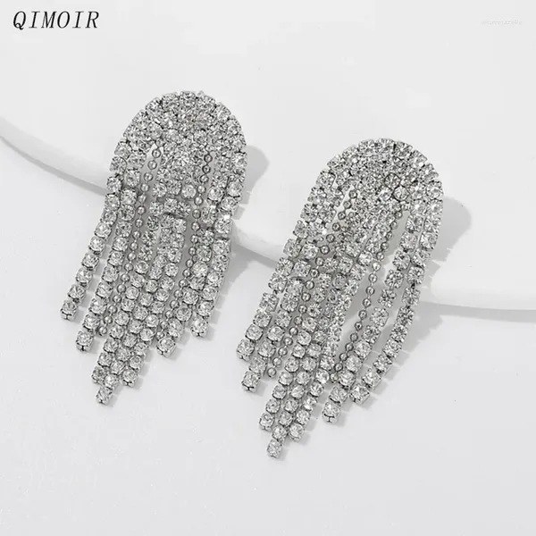 Dangle Boucles d'oreilles Coupe Chaîne Verre Clair Pierre Goutte Pour Femmes Mignon Cuivre Perles En Métal Gland Post Stud De Luxe Classique Bijoux Fête C1241