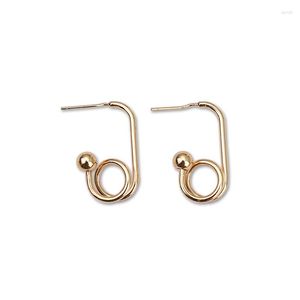 Boucles d'oreilles pendantes lignes courbes aiguilles plaquées argent petites boules cercles creux alliage goutte d'or pour les femmes