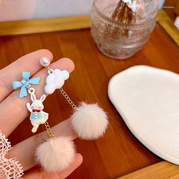 Boucles d'oreilles pendantes mignon Animal nœud papillon nuage boucle d'oreille pour les femmes coréen chaton ballon fleur perle asymétrique gland fête bijoux