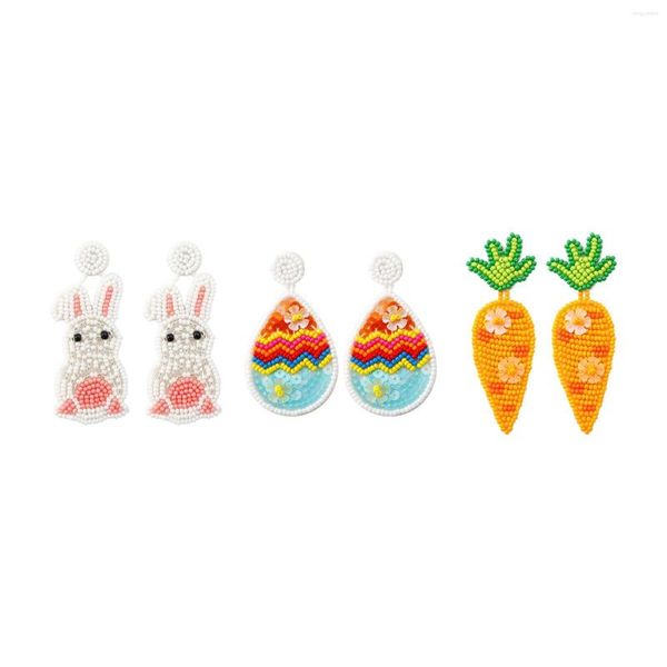 Boucles d'oreilles pendantes mignon perlé accessoires de Costume de pâques goutte pour les femmes fille mère filles cadeaux de vacances