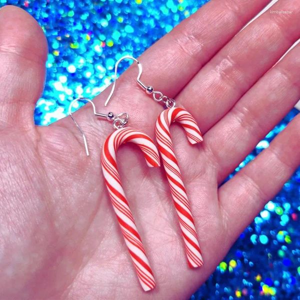 Pendientes colgantes Lindo bastón de caramelo Regalos de Navidad Joyería navideña Novedad Adecuado para mujeres para ella