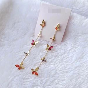 Dangle Oorbellen Leuke Elegante Colorfyl Gem Butterfly Drop Earring Koper Vergulde Sieraden Accessoires