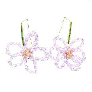 Boucles d'oreilles pendantes en forme de fleur pour femmes et filles, perles acryliques faites à la main, goutte d'eau, bijoux de fête sur la plage, cadeau d'anniversaire