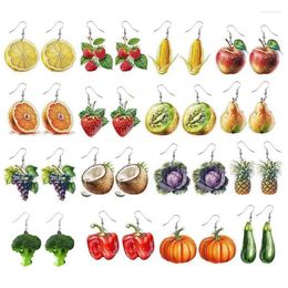 Boucles d'oreilles pendantes, Imitation fruits, légumes, maïs, pomme, chou-fleur, brocoli, citron, raisin, ananas, concombre, citrouille, poivre