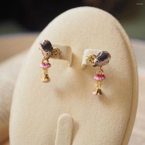 Boucles d'oreilles pendantes pour femmes, jolies boucles d'oreilles en forme de pomme, hérisson, Animal, fleur, bijoux à la mode, cadeau