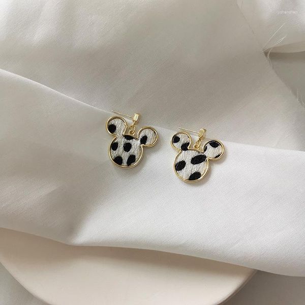 Pendientes colgantes lindo ratón Stud estampado de leopardo Spot 2023 moda Anime regalos accesorios venta al por mayor encanto joyería de boda para mujeres