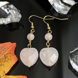 Bengelen oorbellen schattig rozenkwarts hart bruiloft roestvrij staal sieraden love cadeau natuursteen dames verklaring oorrang groothandel