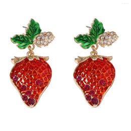 Boucles d'oreilles pendantes en alliage de fraise, joli tempérament doux