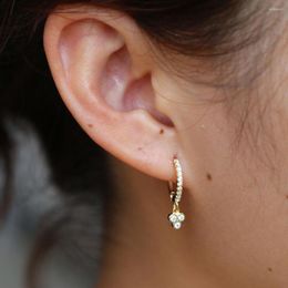 Ohrhänger, süßer Charm-Ohrring mit drei Steinpunkten, goldgefüllter Vermeil-Ohrring aus 925er-Sterlingsilber, eleganter, trendiger Ohrschmuck