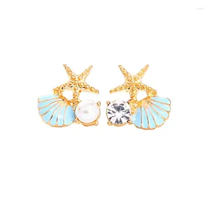 Boucles d'oreilles pendantes pour femmes, jolies boucles d'oreilles en acrylique, couleur blanc/rose/bleu, perle d'étoile de mer, goutte d'eau, bijoux à la mode, charmant cadeau de Date