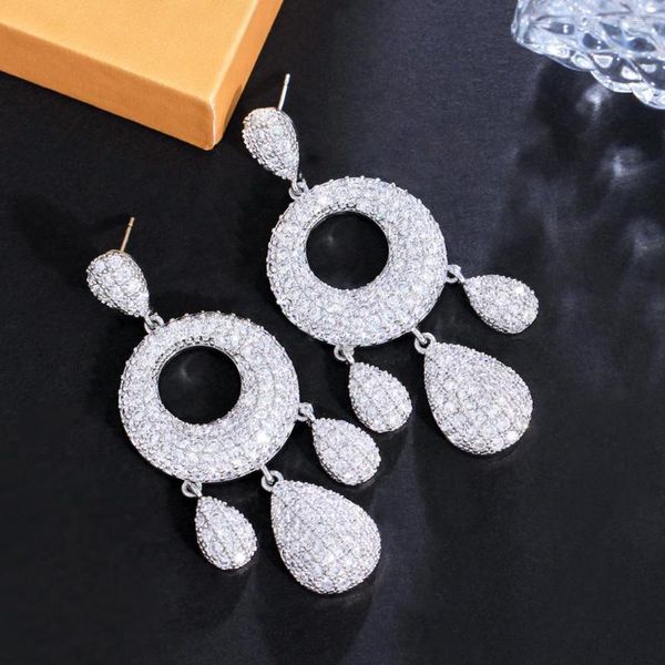 Boucles d'oreilles pendantes CWWZircons, zircone cubique délicate, longue goutte d'eau, lustre pour femmes, bijoux de mariage nigérians de dubaï, CZ529