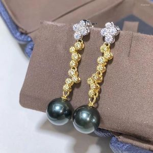 Boucles d'oreilles en peluche d420 bijoux fin 925 argent sterling 8-9 mm d'eau douce paon perles verts goutte pour les femmes