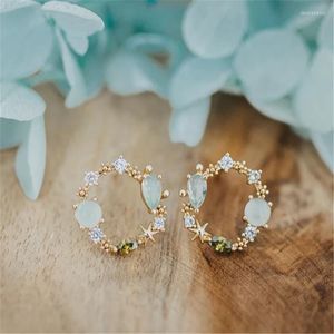 Pendientes colgantes Pendientes minimalistas delicados con cristal August Birthstone Circle Pequeño floral femenino brillante Mini Stud EAR0849