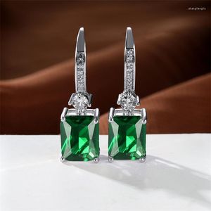 Boucles d'oreilles pendantes couleur argent délicat 3A Zircon goutte multicolore à la mode cristal pierre carrée pour les femmes cadeau de mariage