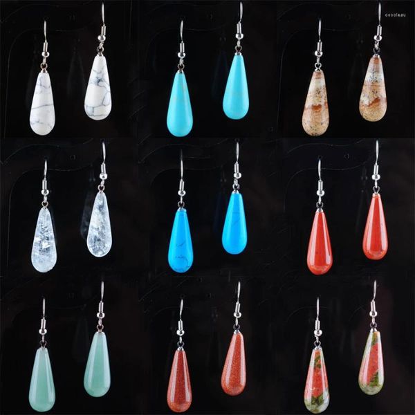 Boucles d'oreilles pendantes, bijoux en pierre naturelle, pendentif en perles, Chakra Reiki, cadeau en forme de larme pour femme, cristal Lapis opale IBR320