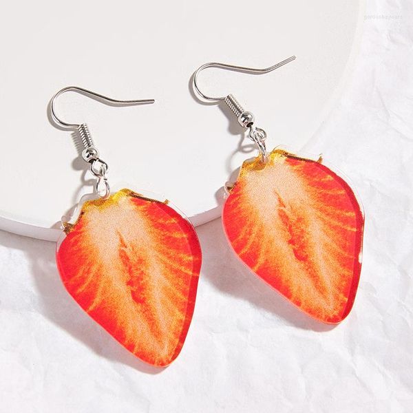 Pendientes colgantes Danglin Linda fruta acrílica señoras fresa Kiwi sandía simulación colgante mujer chica regalo