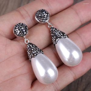 Dangle Oorbellen Dankaishi Parel Waterdrop Traanvorm Voor Vrouwen Vintage Stijl Steen Verharde Strass Cadeau