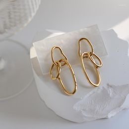 Dangle Oorbellen DAVINI Minimalistisch Gouden Metaal Titanium Staal Cirkel Drop Elegante Geometrische Sieraden Voor Vrouwen Vrouwelijke MG493