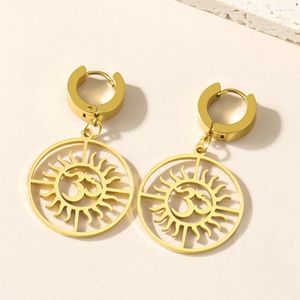 Pendientes colgantes Dawapara om ohm Símbolo Sunshine encanto aro acero inoxidable joyería de yoga hindú