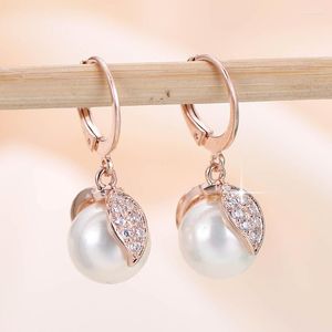 Dange oorbellen DE313 Street Series Fashion Exquisite Copper Zirkon Creative Faux Pearl Gifts For Girls Evening Woman Sieraden