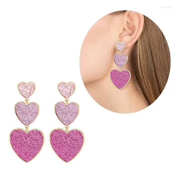 Pendientes colgantes joyería delicada 3-conectar corazón 2024 tendencia Vintage temperamento gota de cobre para niñas señora regalos X3UD