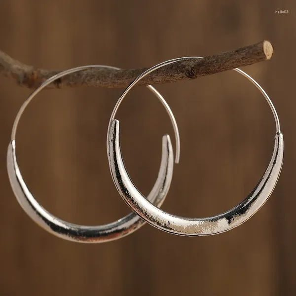 Boucles d'oreilles pendantes à géométrie ronde délicate, vague de mer pour femmes, bijoux ethniques de couleur argent