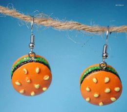Bengelen oorbellen heerlijke miniatuur hamburger kawaii hars hanger diy sieraden gepersonaliseerde accessoires