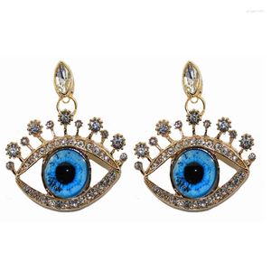 Pendientes colgantes Diseño Hermoso Big Big Blue Eyes Barroco Fashion European Rhinestones Eye Drop Mujeres Fantasía Joyería