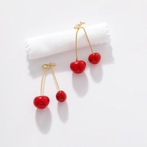 Pendientes colgantes diseño sentido exquisito esmalte rojo cereza pendiente 2023 joyería fiesta accesorios de lujo para mujeres oferta inusual