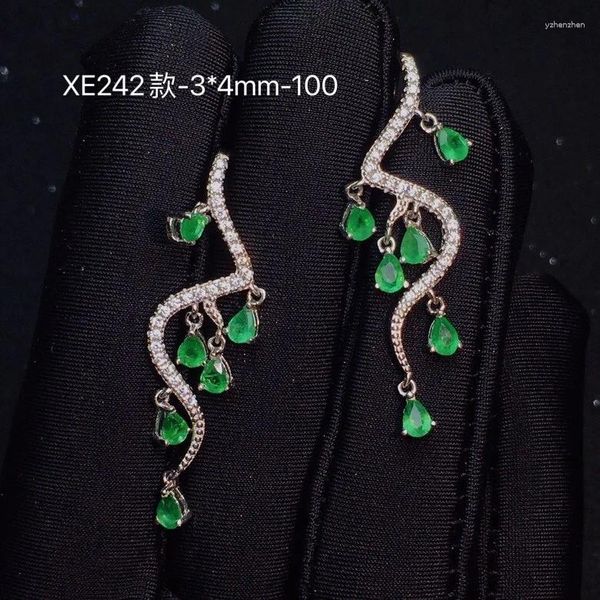Boucles d'oreilles pendantes Style émeraude pour mariage, bijoux de luxe en argent 925, goutte naturelle, Total 1,8 ct