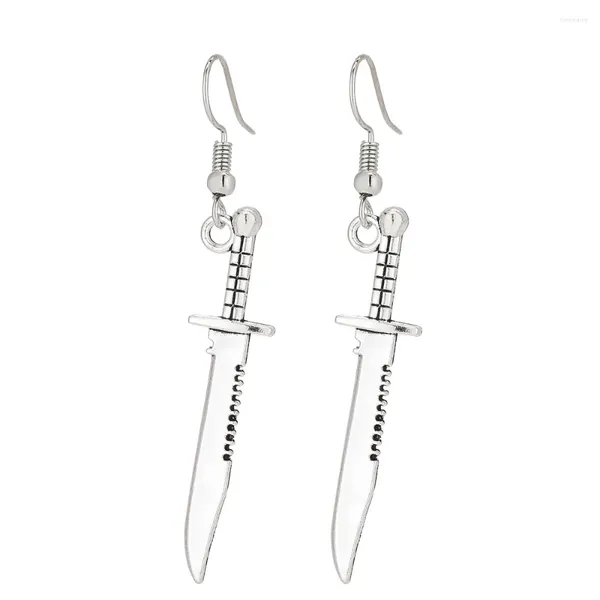 Boucles d'oreilles pendantes Design Vintage couleur argent couteau forme goutte pour femmes fille poignard sécurité oreille bijoux mignon petit objet boucle d'oreille