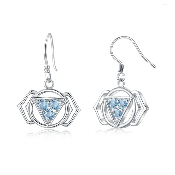 Boucles d'oreilles pendantes de styliste, aigue-marine véritable, en argent Sterling 925, cerceau pour femmes et filles, cadeau décontracté, tendance, bijoux fins de rencontre